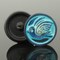18mm Round Bird Design Button - Royal Blue with Aqua Wash -- Czech Glass Buttons
